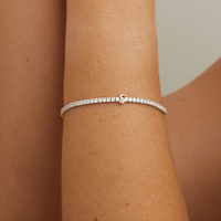 20cm Initial S Cubic Zirconia Tennis Bracelet in Sterling Silver Bracelets Bevilles 