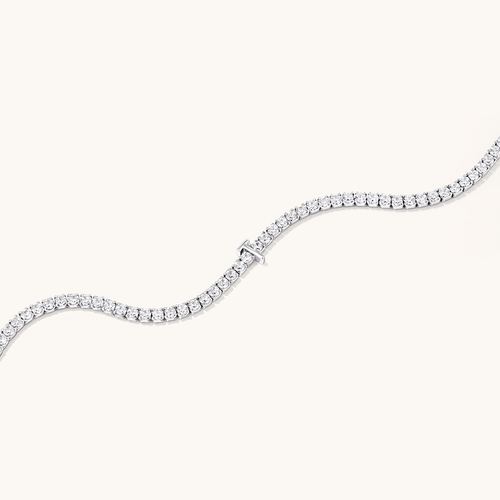 20cm Initial T Cubic Zirconia Tennis Bracelet in Sterling Silver Bracelets Bevilles 