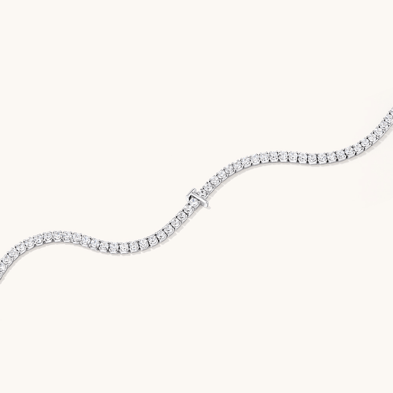 20cm Initial T Cubic Zirconia Tennis Bracelet in Sterling Silver Bracelets Bevilles 