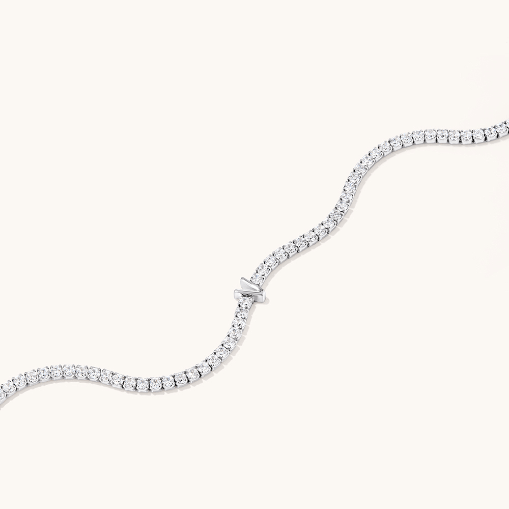 20cm Initial V Cubic Zirconia Tennis Bracelet in Sterling Silver Bracelets Bevilles 
