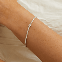 20cm Initial V Cubic Zirconia Tennis Bracelet in Sterling Silver Bracelets Bevilles 