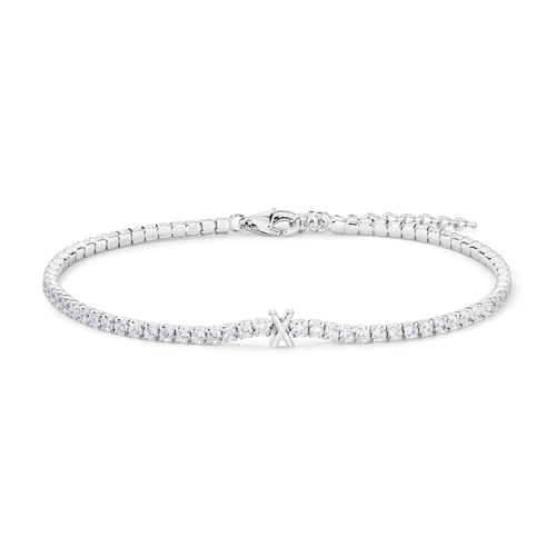 20cm Initial X Cubic Zirconia Tennis Bracelet in Sterling Silver Bracelets Bevilles 