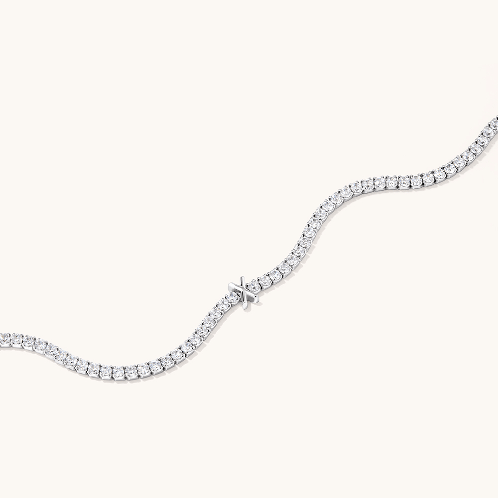 20cm Initial X Cubic Zirconia Tennis Bracelet in Sterling Silver Bracelets Bevilles 