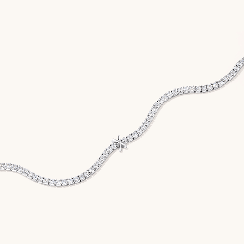 20cm Initial X Cubic Zirconia Tennis Bracelet in Sterling Silver Bracelets Bevilles 