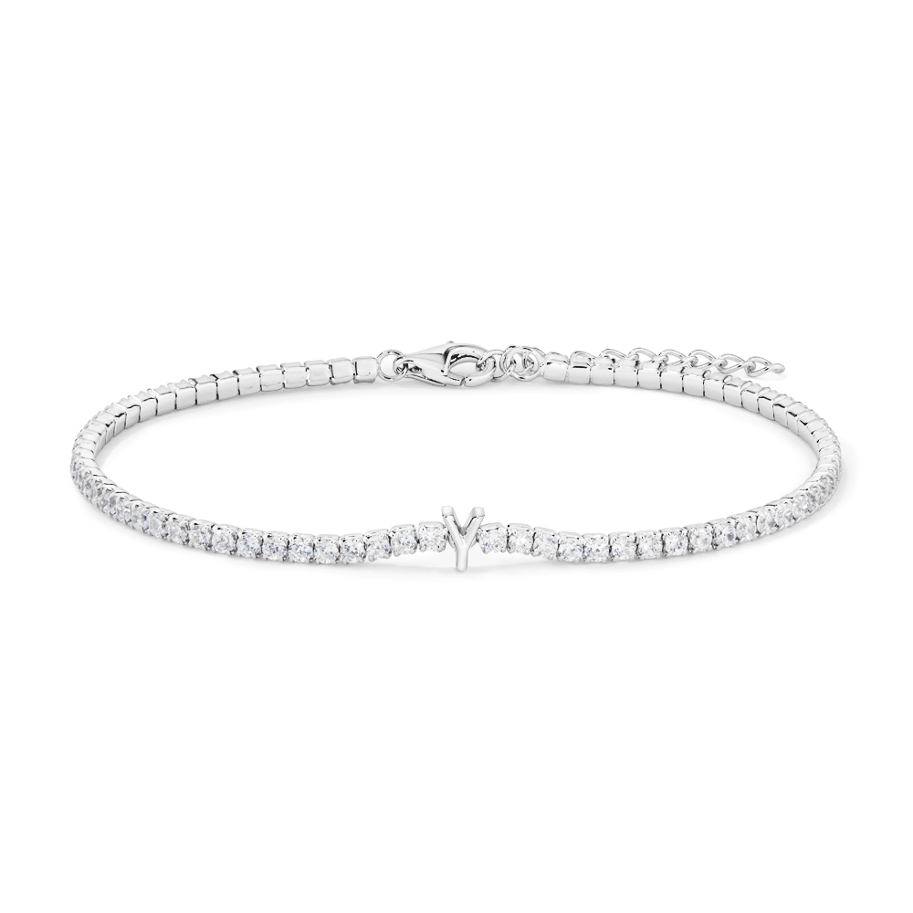 20cm Initial Y Cubic Zirconia Tennis Bracelet in Sterling Silver Bracelets Bevilles 
