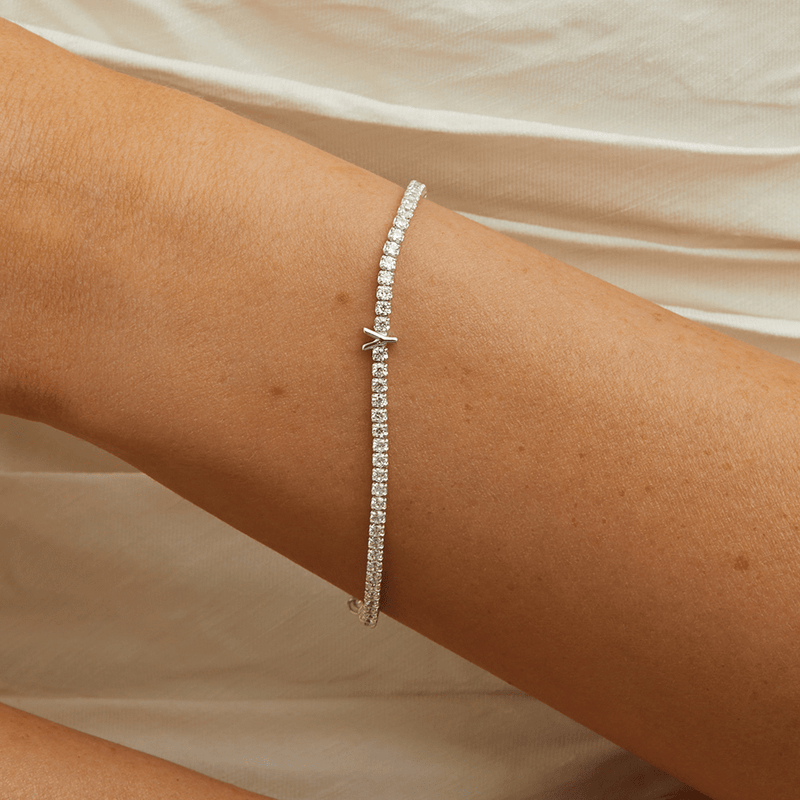 20cm Initial Y Cubic Zirconia Tennis Bracelet in Sterling Silver Bracelets Bevilles 