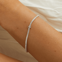 20cm Initial Z Cubic Zirconia Tennis Bracelet in Sterling Silver Bracelets Bevilles 