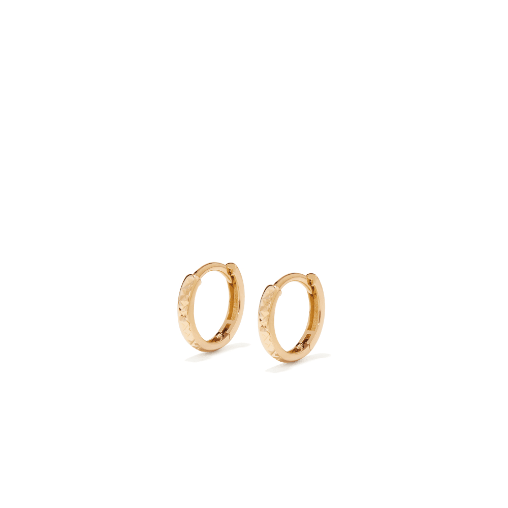 8mm Diamond Cut Huggie Earrings in 9kt Yellow Gold Earrings Bevilles 