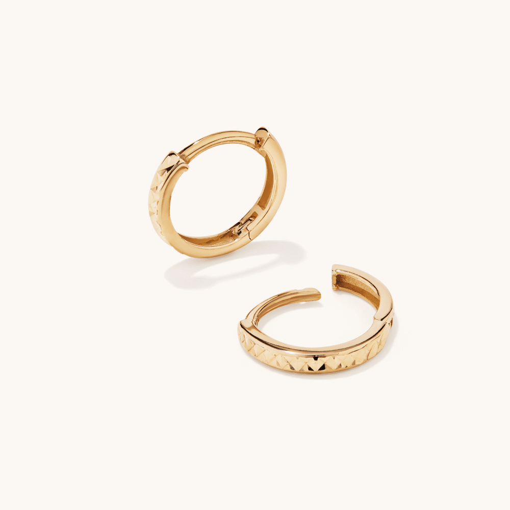 8mm Diamond Cut Huggie Earrings in 9kt Yellow Gold Earrings Bevilles 
