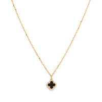 45cm Onyx Clover Pendant Necklace in 9kt Yellow Gold Pendants Bevilles 