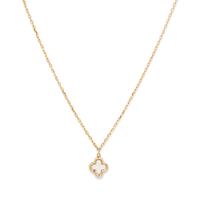 45cm Mother of Pearl Clover Pendant Necklace in 9kt Yellow Gold Pendants Bevilles 