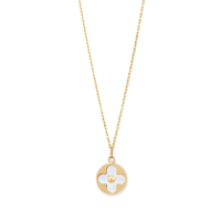 45cm Mother of Pearl Cut-Out Clover Pendant Necklace in 9kt Yellow Gold Pendants Bevilles 