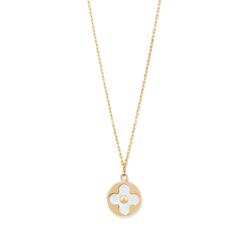 45cm Mother of Pearl Cut-Out Clover Pendant Necklace in 9kt Yellow Gold Pendants Bevilles 