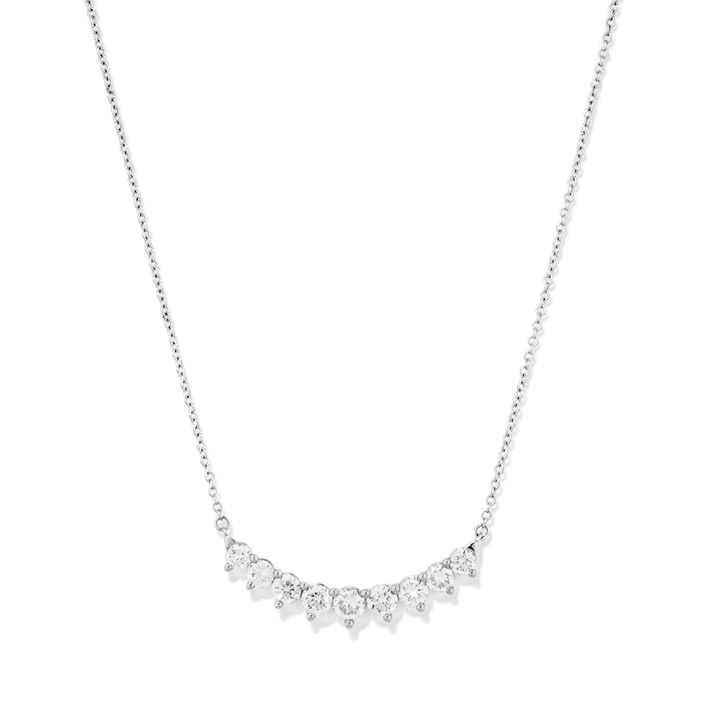 45cm Curved Graduated Bar Necklace with 1.00tw of Laboratory-Grown Dia ...