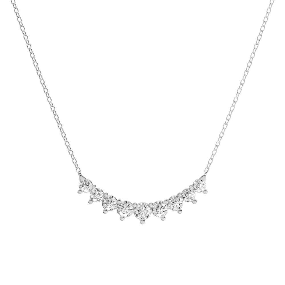 45cm Curved Graduated Bar Necklace with 1.00tw of Laboratory-Grown Diamonds in Sterling Silver and Platinum Pendants Bevilles 