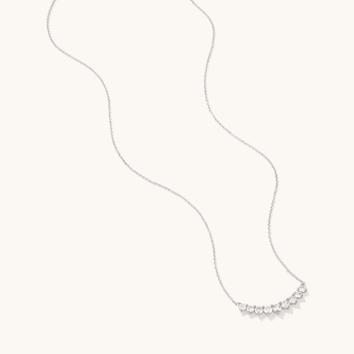 45cm Curved Graduated Bar Necklace with 1.00tw of Laboratory-Grown Diamonds in Sterling Silver and Platinum Pendants Bevilles 