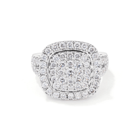 Cushion Shaped Cluster Ring with 2.00tw Laboratory-Grown Diamonds in Sterling Silver and Platinum Rings Bevilles 