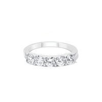 1.00ct TW Round Brilliant Laboratory-Grown Diamonds Band in Sterling Silver and Platinum Rings Bevilles 