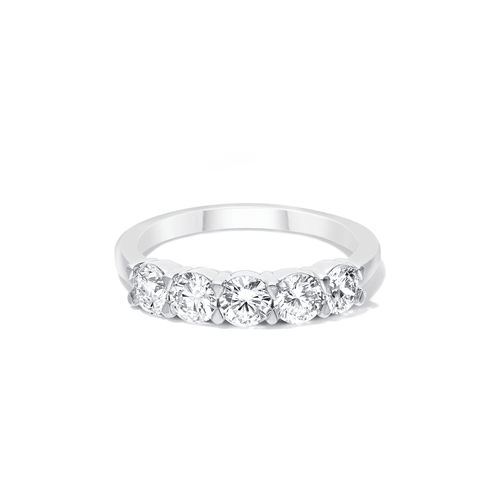 1.00tw Five Stone Laboratory-Grown Diamonds Band in Sterling Silver and Platinum Rings Bevilles 