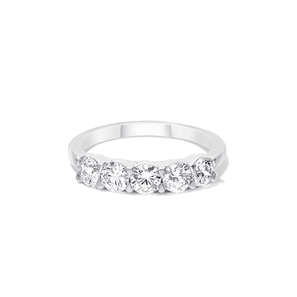 1.00tw Five Stone Laboratory-Grown Diamonds Band in Sterling Silver and Platinum Rings Bevilles 