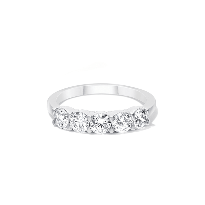 1.00ct TW Round Brilliant Laboratory-Grown Diamonds Band in Sterling Silver and Platinum Rings Bevilles 