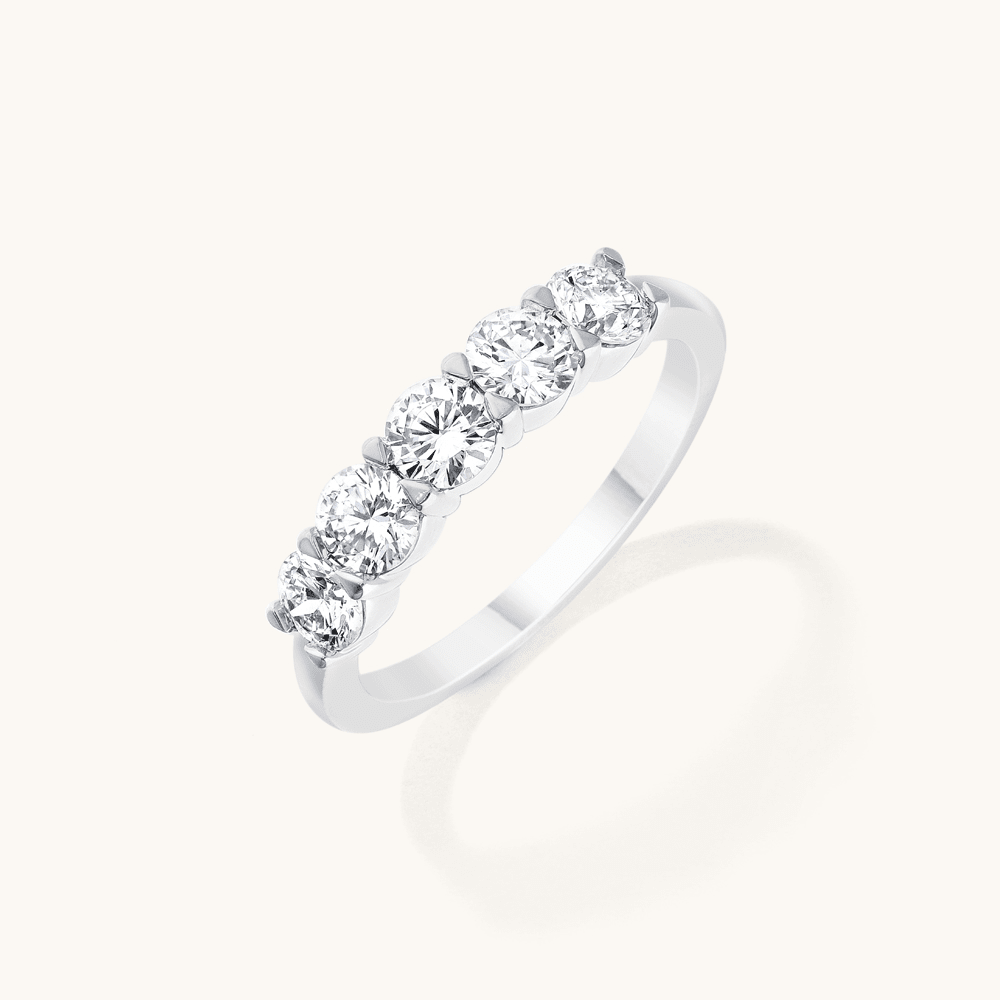 1.00tw Five Stone Laboratory-Grown Diamonds Band in Sterling Silver and Platinum Rings Bevilles 