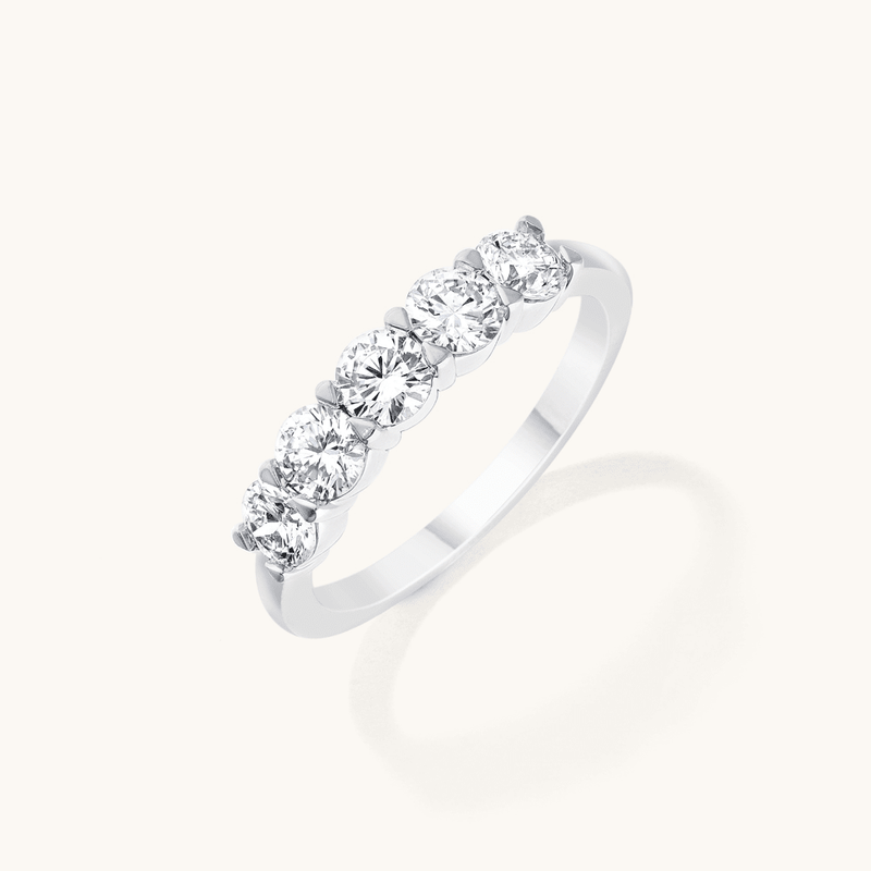 1.00ct TW Round Brilliant Laboratory-Grown Diamonds Band in Sterling Silver and Platinum Rings Bevilles 
