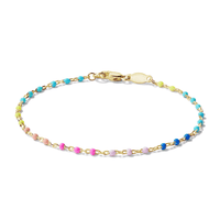19cm Rainbow Beaded Belcher Bracelet in 18kt Gold Plated Sterling Silver Bracelets Bevilles 