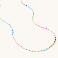45cm Rainbow Beaded Belcher Necklace in 18kt Gold Plated Sterling Silver Pendants Bevilles 