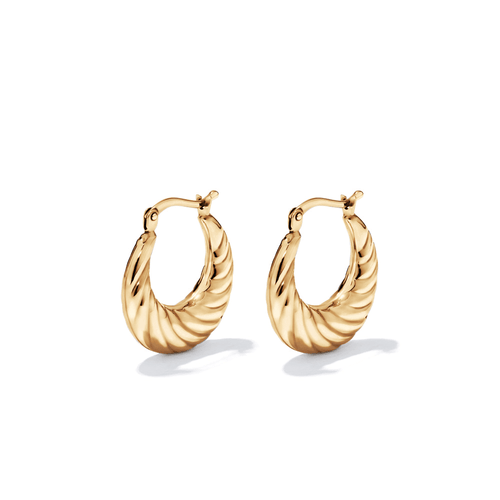 Twist Creole Hoop Earrings in 18kt Fine Gold-Plated Sterling Silver Earrings Bevilles 