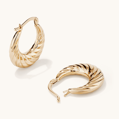 Twist Creole Hoop Earrings in 18kt Fine Gold-Plated Sterling Silver Earrings Bevilles 