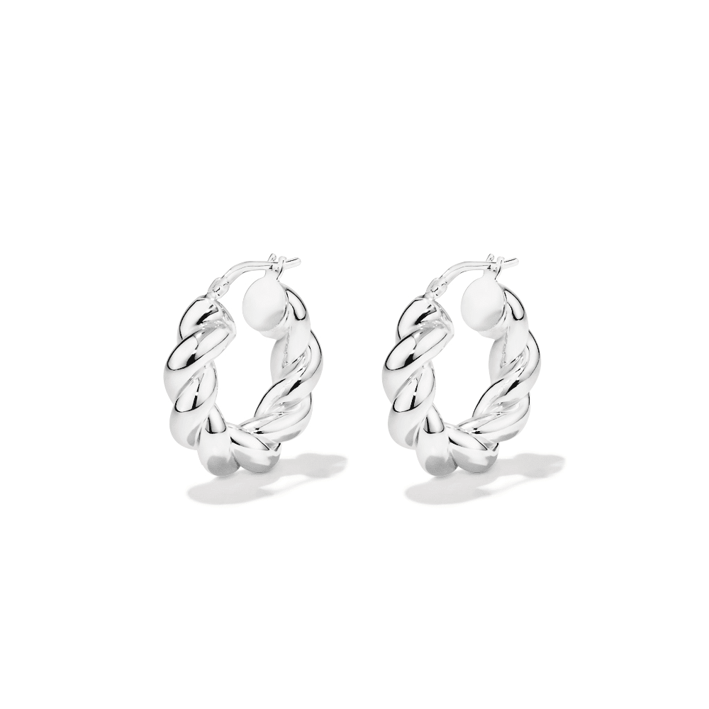 10mm Twist Creole Hoop Earrings in Sterling Silver Earrings Bevilles 