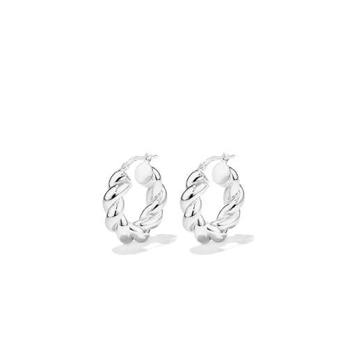 10mm Twist Creole Hoop Earrings in Sterling Silver Earrings Bevilles 