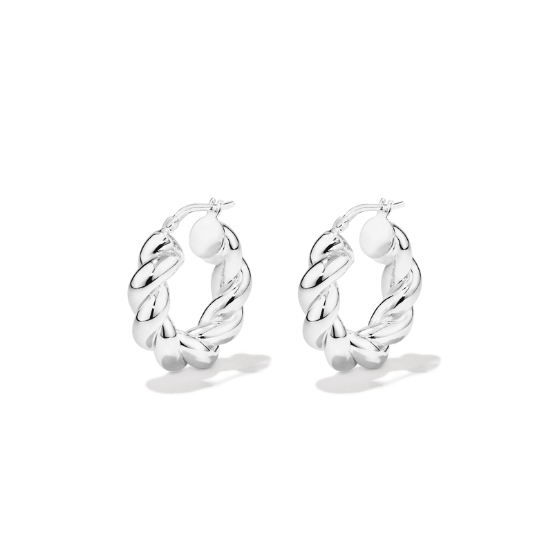 10mm Twist Creole Hoop Earrings in Sterling Silver Earrings Bevilles 