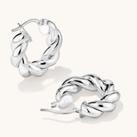 10mm Twist Creole Hoop Earrings in Sterling Silver Earrings Bevilles 