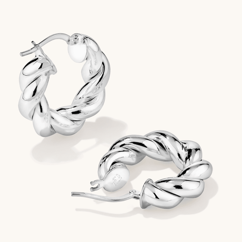 10mm Twist Creole Hoop Earrings in Sterling Silver Earrings Bevilles 