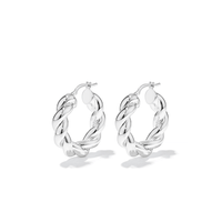 15mm Twist Creole Hoop Earrings in Sterling Silver Earrings Bevilles 