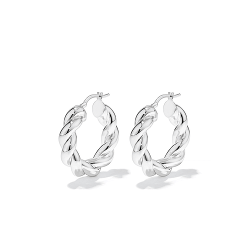 15mm Twist Creole Hoop Earrings in Sterling Silver Earrings Bevilles 