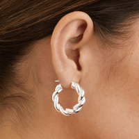 15mm Twist Creole Hoop Earrings in Sterling Silver Earrings Bevilles 