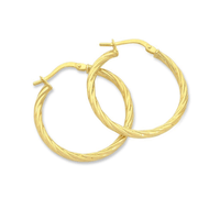 20mm Twist Hoop Earrings in 9kt Bonded Yellow Gold Earrings Bevilles 