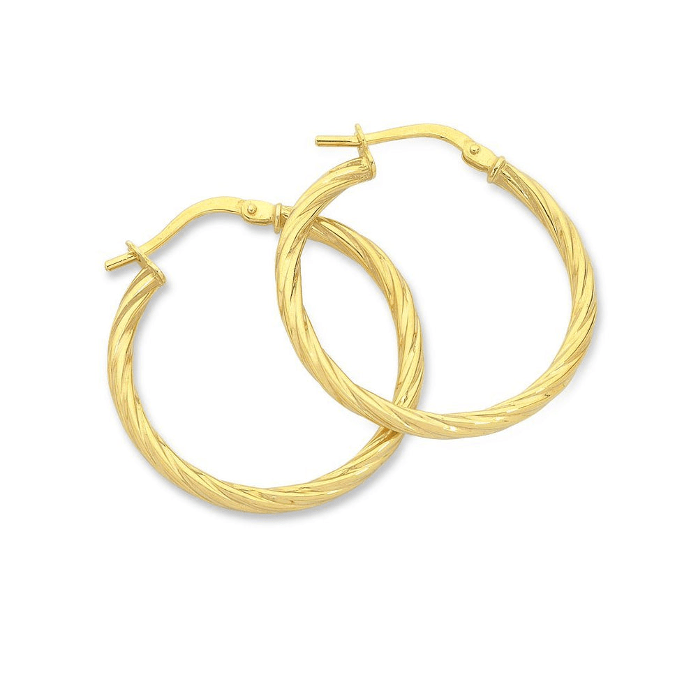 20mm Twist Hoop Earrings in 9kt Bonded Yellow Gold Earrings Bevilles 