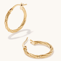 15mm Twist Hoop Earrings in 9kt Bonded Gold Silver Filled Earrings Bevilles 