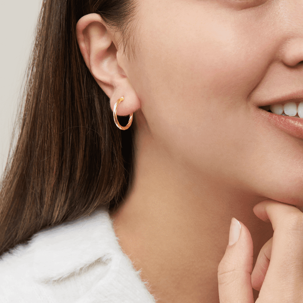 15mm Twist Hoop Earrings in 9kt Bonded Gold Silver Filled Earrings Bevilles 