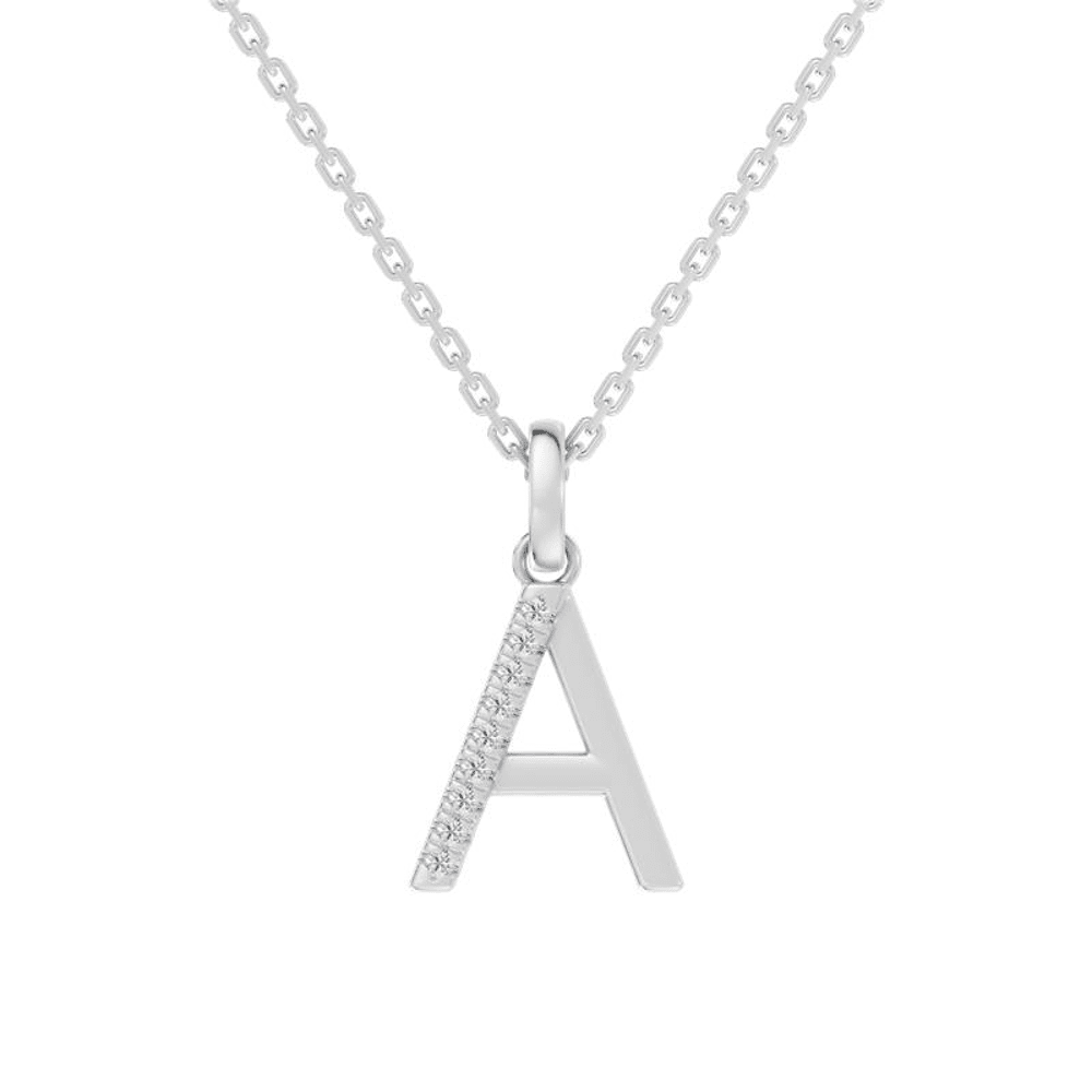 45cm A Initial Pendant Necklace with 0.05tw of Laboratory-Grown Diamonds in Sterling Silver and Platinum Pendants Bevilles 