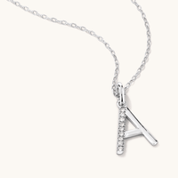 45cm A Initial Pendant Necklace with 0.05tw of Laboratory-Grown Diamonds in Sterling Silver and Platinum Pendants Bevilles 