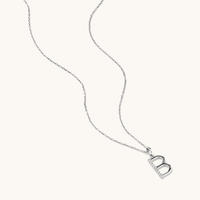 45cm B Initial Pendant Necklace with 0.05tw of Laboratory-Grown Diamonds in Sterling Silver and Platinum Pendants Bevilles 