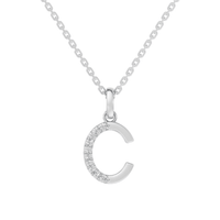 45cm C Initial Pendant Necklace with 0.05tw of Laboratory-Grown Diamonds in Sterling Silver and Platinum Pendants Bevilles 