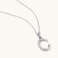 45cm C Initial Pendant Necklace with 0.05tw of Laboratory-Grown Diamonds in Sterling Silver and Platinum Pendants Bevilles 
