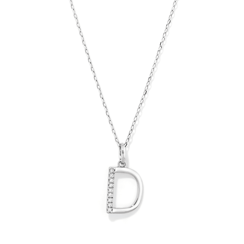 45cm D Initial Pendant Necklace with 0.05tw of Laboratory-Grown Diamonds in Sterling Silver and Platinum Pendants Bevilles 