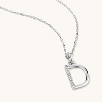 45cm D Initial Pendant Necklace with 0.05tw of Laboratory-Grown Diamonds in Sterling Silver and Platinum Pendants Bevilles 